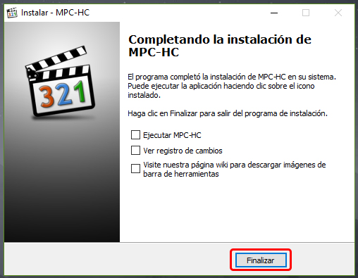 Instalar un reproductor alternativo MPC-HC