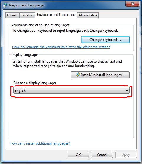 elegir idioma en Windows 7