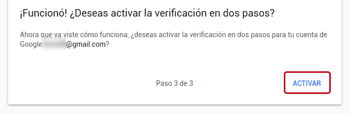 Activar verificación en dos pasos en Gmail