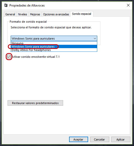 Cómo activar el sonido espacial en Windows 10 Creators Update