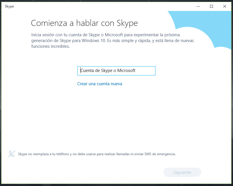 Instalar la aplicación de Skype en Windows 10
