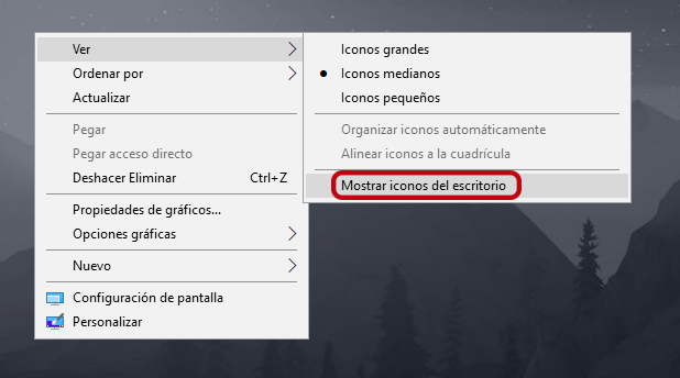 Cómo mostrar los iconos del escritorio en Windows 10