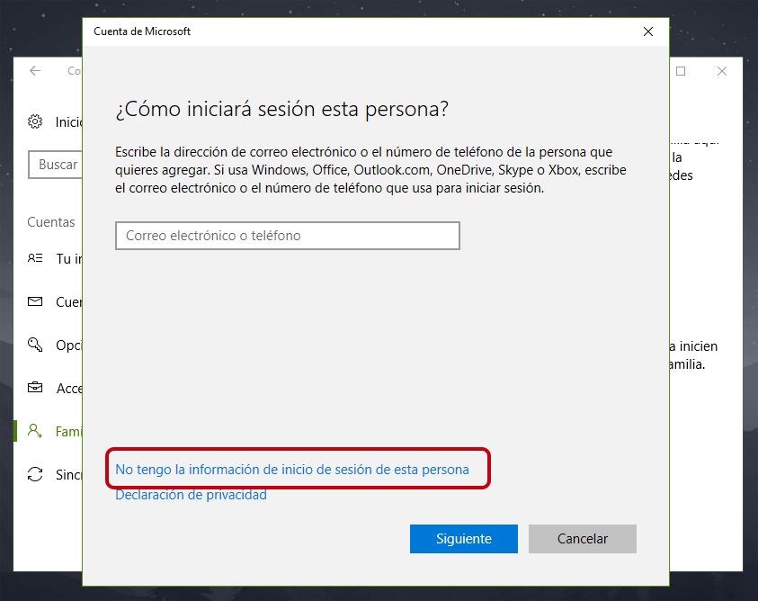 Cómo crear usuario local en Windows 10 sin usar cuenta de Microsoft