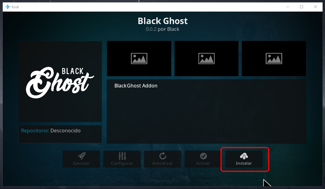 Instalando Black Ghost en Kodi