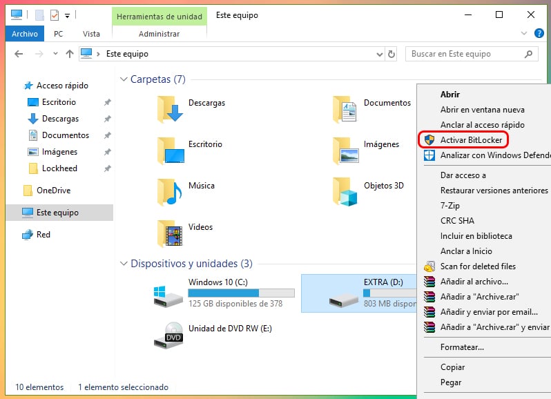 Cómo encriptar una partición en Windows 10