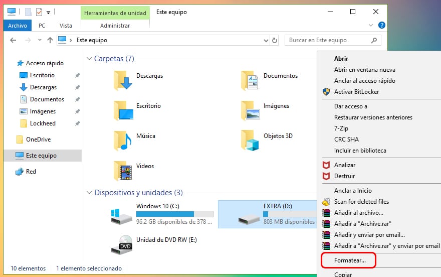 Cómo formatear un nuevo disco duro en Windows 10