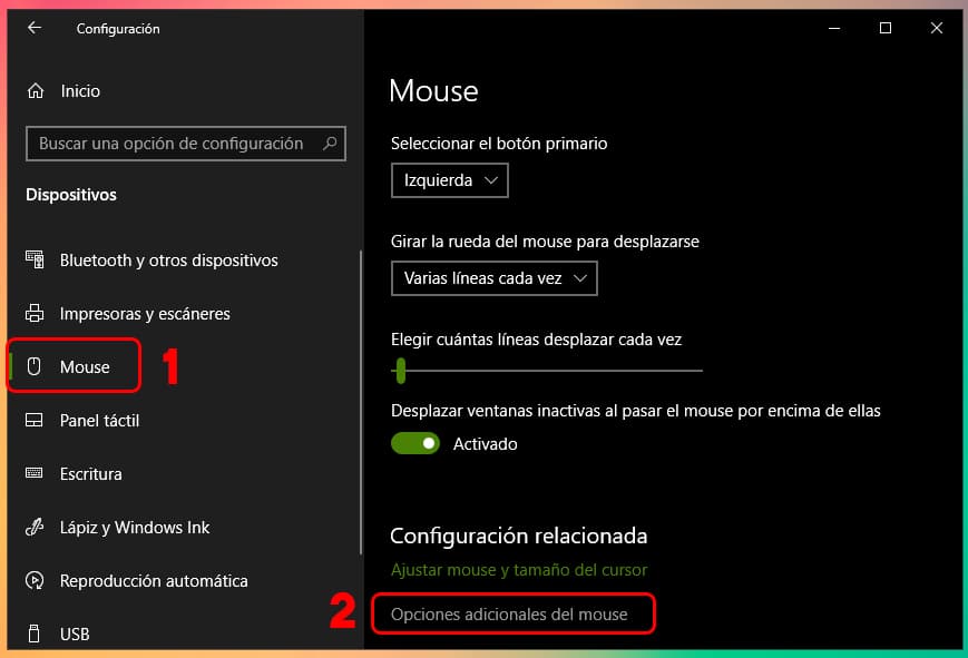 Cómo configurar el ratón en Windows 10: Solución